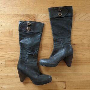 Mike & Chris Leather Boots knee high Olive green buttery soft Eu 39.5 / US 9.5